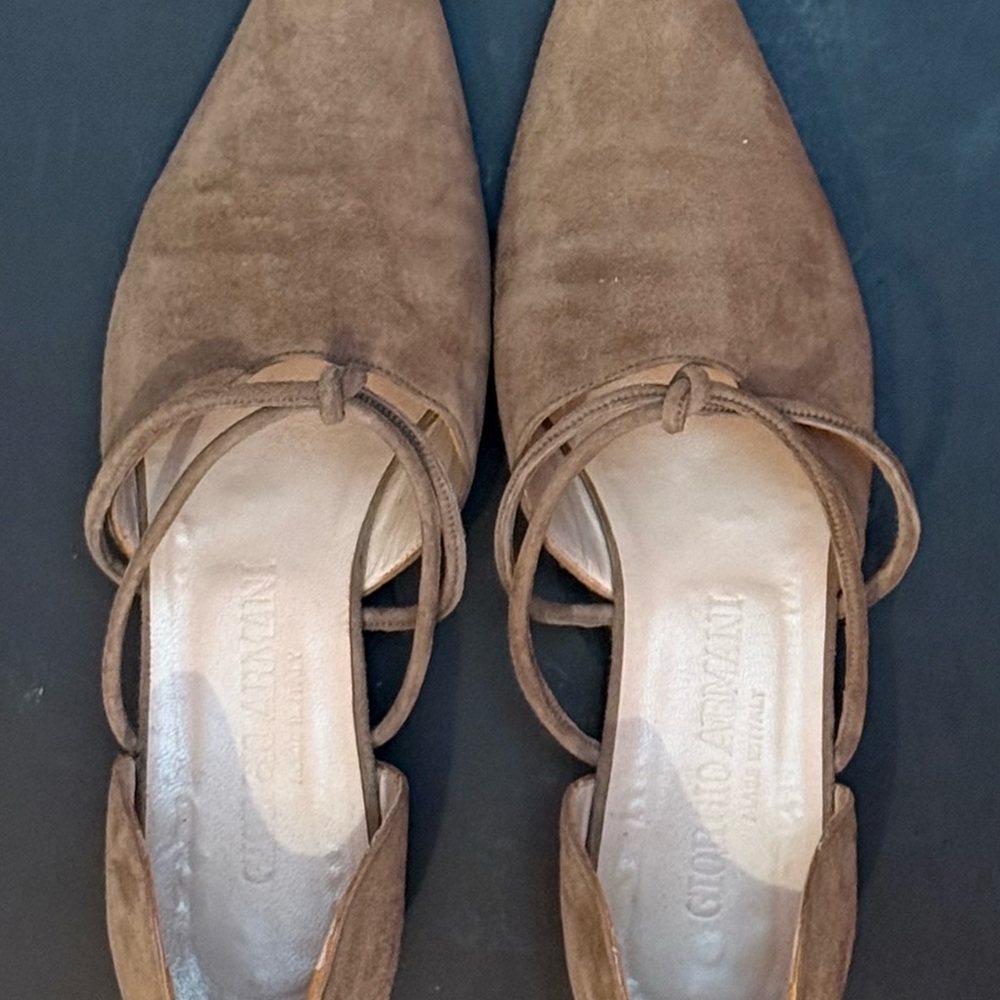 Giorgio Armani Brown Flats with Suede Finish